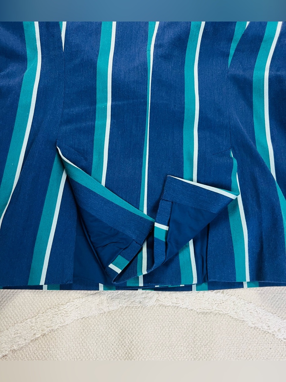 Rowing Blazers x Target Striped Double-Breasted Blazer – Navy, Teal & White – L - Picture 11 of 15